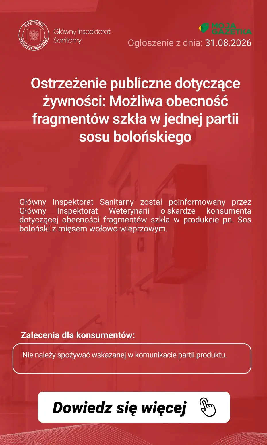 gazetka promocyjna Ostrzeżenia i alerty Ostrzeżenie publiczne dotyczące żywności: Możliwa obecność fragmentów szkła w jednej partii sosu bolońskiego - Strona 2