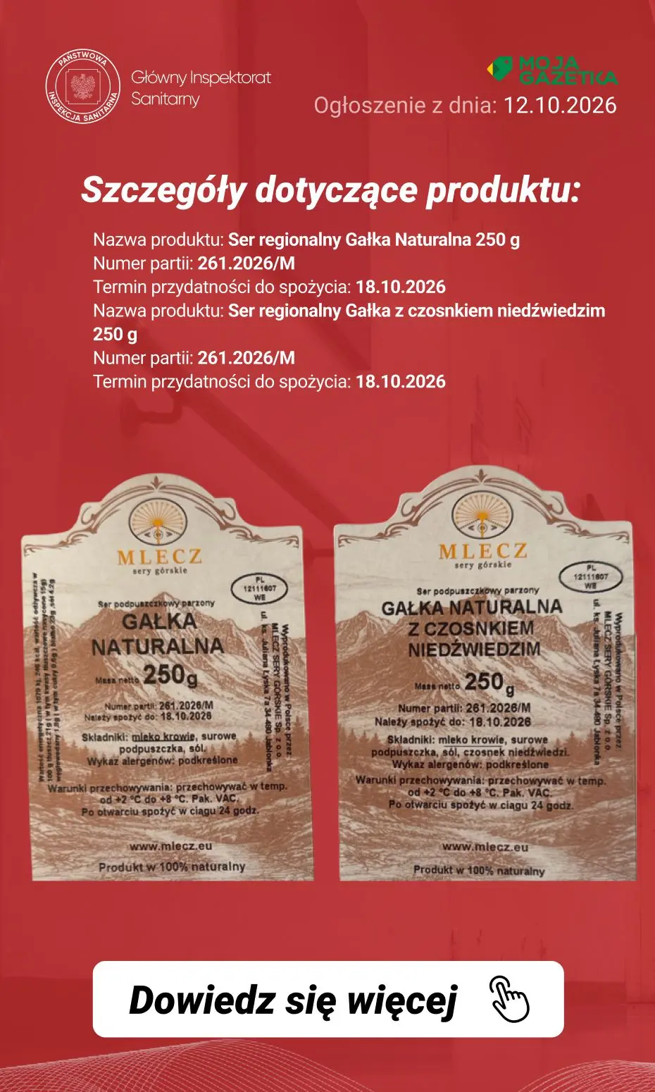 gazetka promocyjna Ostrzeżenia i alerty Ostrzeżenie publiczne dotyczące żywności: wykrycie obecności bakterii Listeria monocytogenes w jednej partii serów (różne rodzaje) - Strona 3