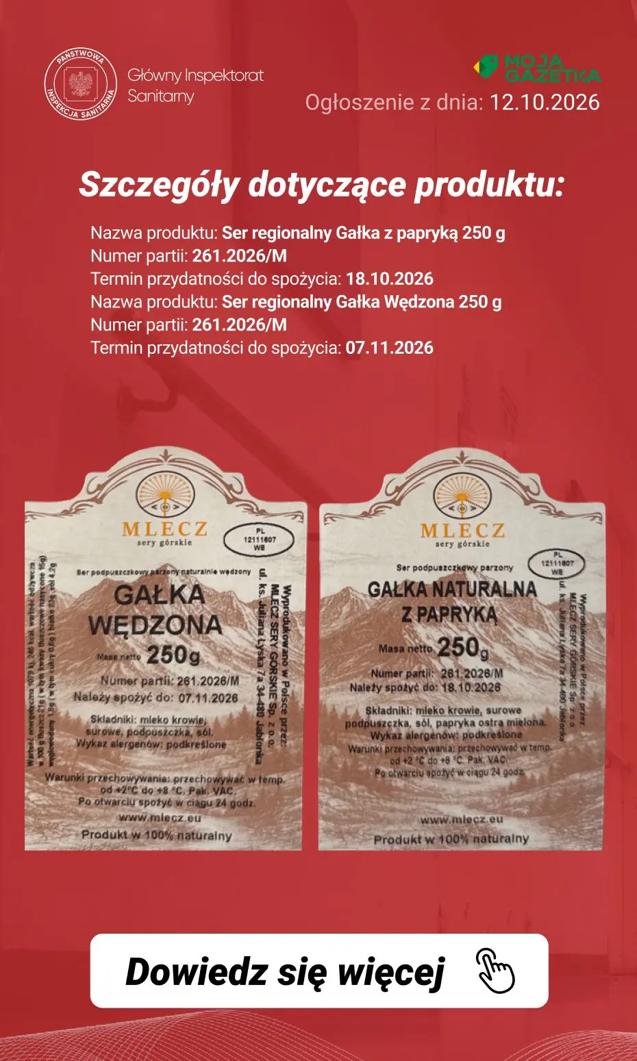gazetka promocyjna Ostrzeżenia i alerty Ostrzeżenie publiczne dotyczące żywności: wykrycie obecności bakterii Listeria monocytogenes w jednej partii serów (różne rodzaje) - Strona 5