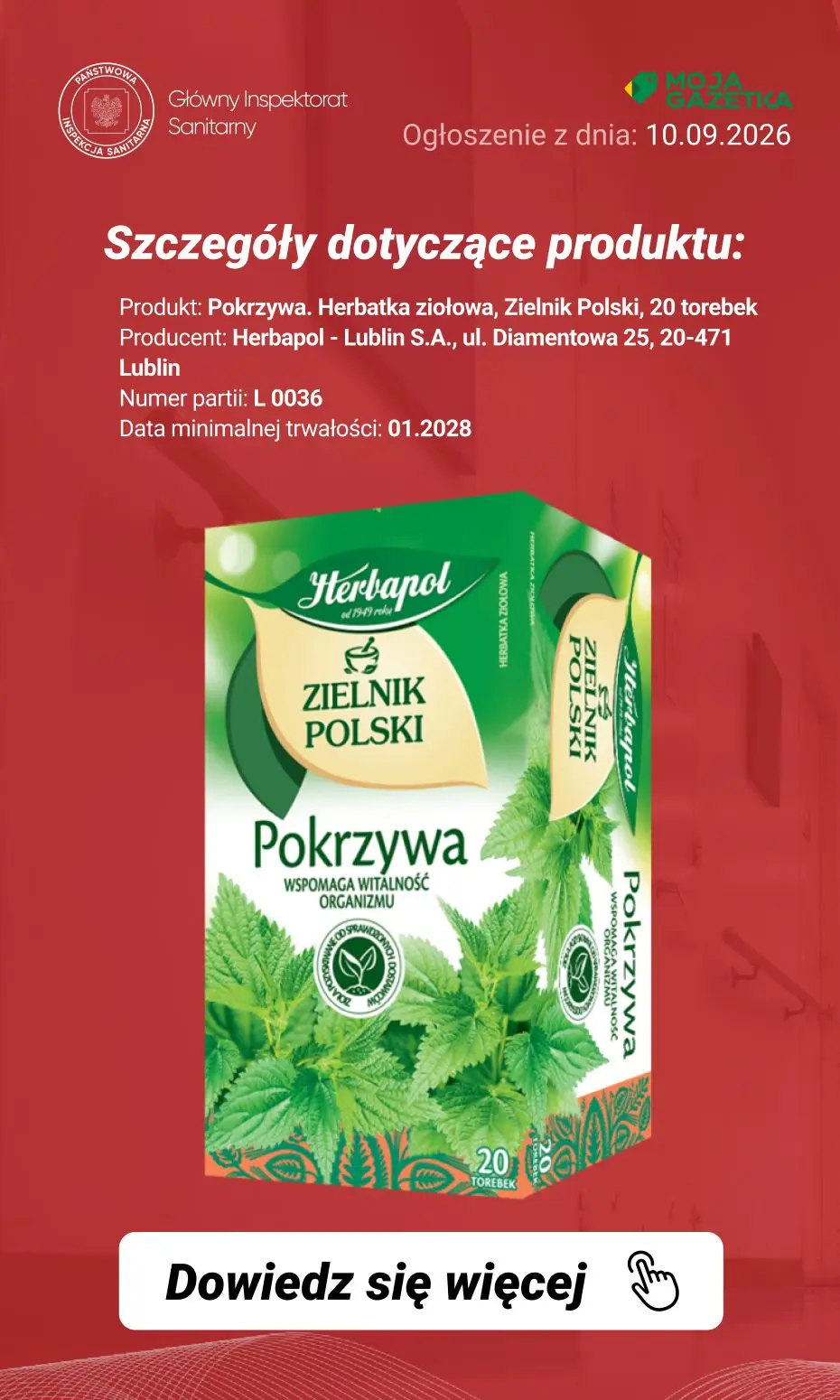 gazetka promocyjna Ostrzeżenia i alerty Ostrzeżenie publiczne dotyczące żywności: alkaloidy pirolizydynowe w określonej partii herbatki ziołowej z pokrzywy - Strona 3