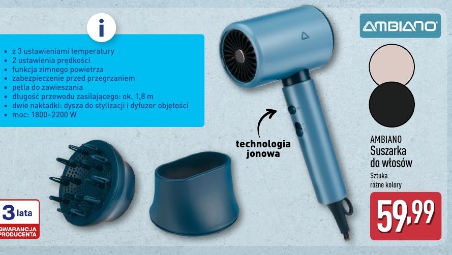 Suszarka do włosów w ofercie sklepu ALDI