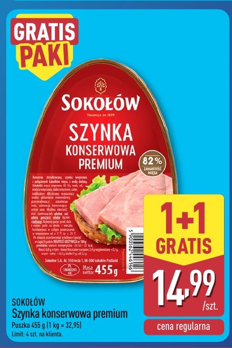 Szynka konserwowa Premium w ofercie sklepu ALDI