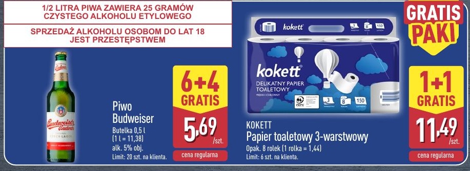 Piwo Budweiser w ofercie sklepu ALDI