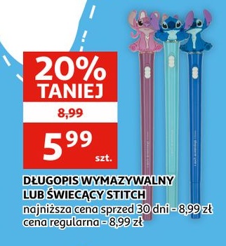 DŁUGOPIS WYMAZYWALNY LUB ŚWIECĄCY STITCH w ofercie sklepu Auchan