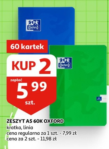 zeszyt A5 60k Oxford w ofercie sklepu Auchan
