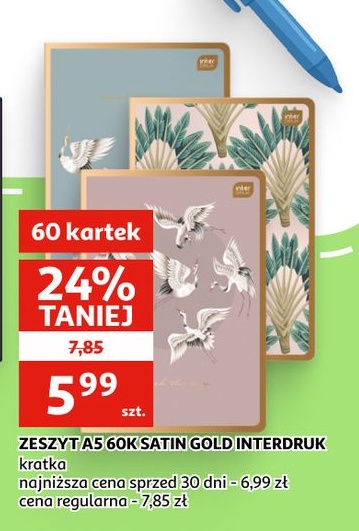 Zeszyt A5 60K Satin Gold Interdruk w ofercie sklepu Auchan