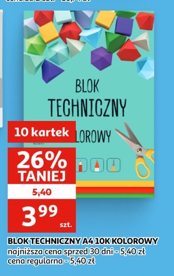 Blok techniczny A4 10K kolorowy w ofercie sklepu Auchan