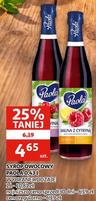 Syrop owocowy Paola w ofercie sklepu Auchan