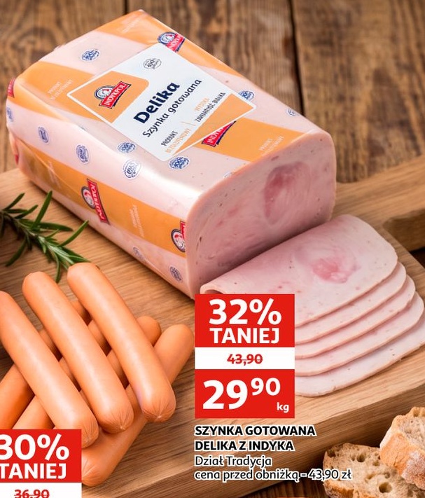 Szynka gotowana Delika z indyka w ofercie sklepu Auchan
