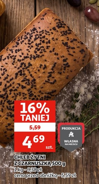 Chleb żytni z czarnuszką w ofercie sklepu Auchan