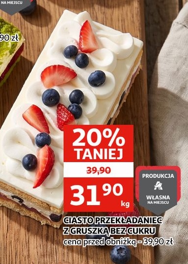 Ciasto przekładaniec z gruszką bez cukru w ofercie sklepu Auchan