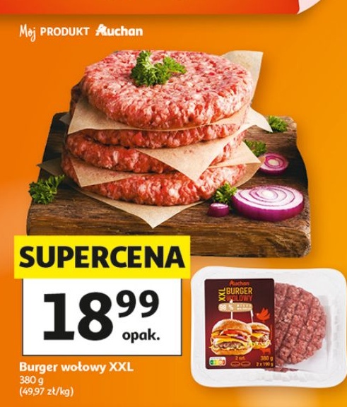 Burger wołowy XXL w ofercie sklepu Auchan Supermarket