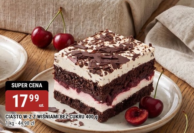 Ciasto W-Z z wiśniami bez cukru w ofercie sklepu bi1