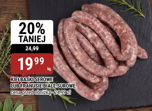 kiełbaski serowe lub franusie białe surowe w ofercie sklepu bi1