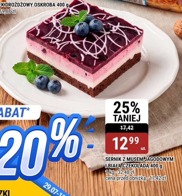 Sernik z musem jagodowym i białą czekoladą w ofercie sklepu bi1