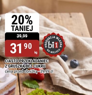 Ciasto przekładaniec z gruszką bez cukru w ofercie sklepu bi1