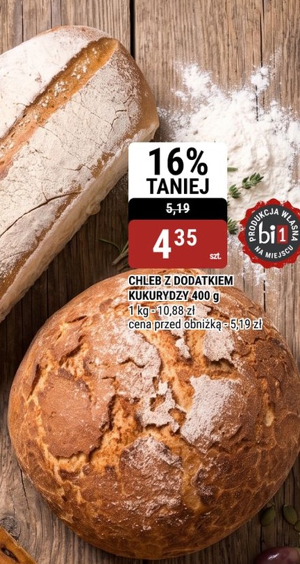 Chleb z dodatkiem kukurydzy w ofercie sklepu bi1