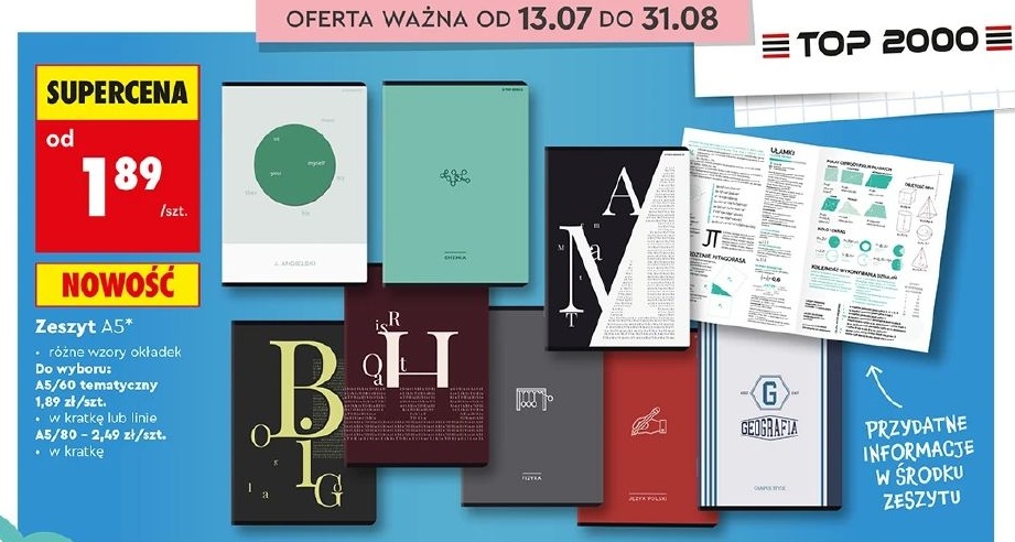 Zeszyt A5 w ofercie sklepu Biedronka