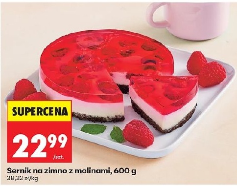 Sernik na zimno z malinami w ofercie sklepu Biedronka