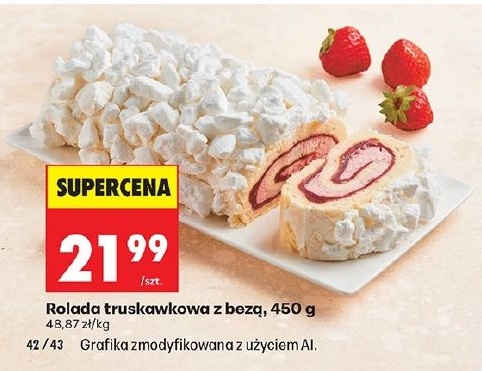 Rolada truskawkowa z bezą w ofercie sklepu Biedronka