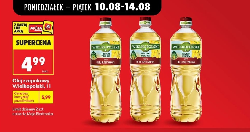 Olej rzepakowy w ofercie sklepu Biedronka