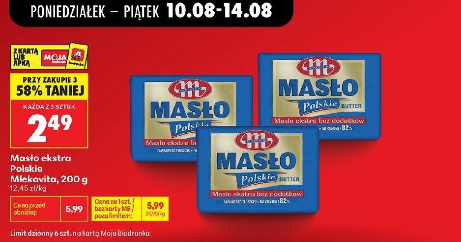 Masło ekstra polskie w ofercie sklepu Biedronka