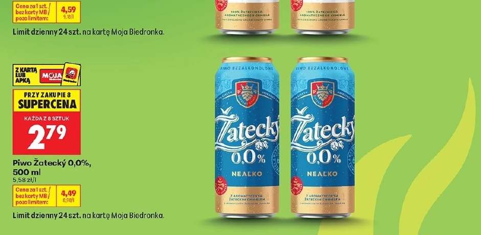 Piwo Žatecký 0,0% w ofercie sklepu Biedronka