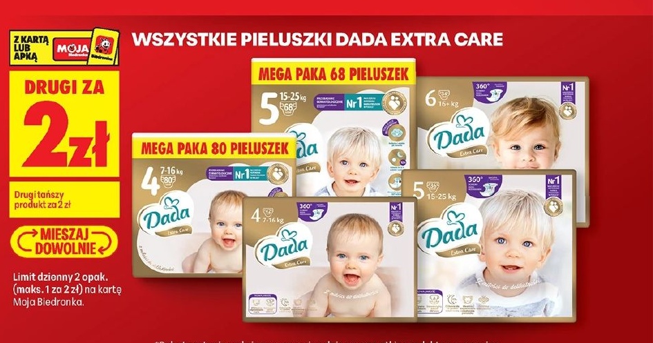 pieluszka Dada Extra Care w ofercie sklepu Biedronka
