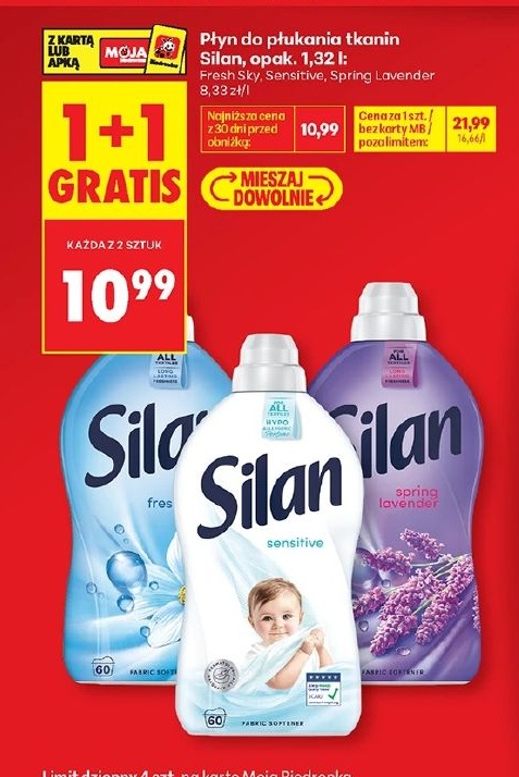 Płyn do płukania tkanin Silan w ofercie sklepu Biedronka