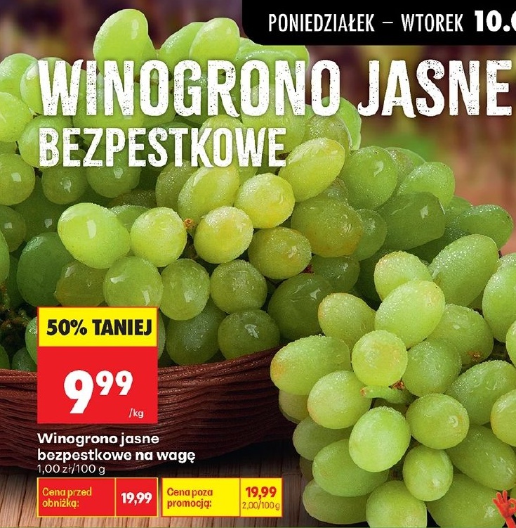 Winogrono jasne bezpestkowe w ofercie sklepu Biedronka
