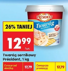 Twaróg sernikowy Président w ofercie sklepu Biedronka