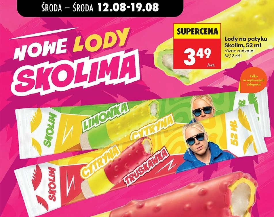 Lody na patyku Skolim w ofercie sklepu Biedronka