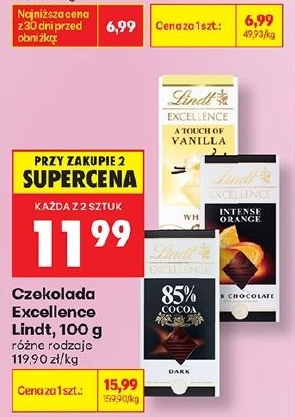 Czekolada Excellence Lindt w ofercie sklepu Biedronka