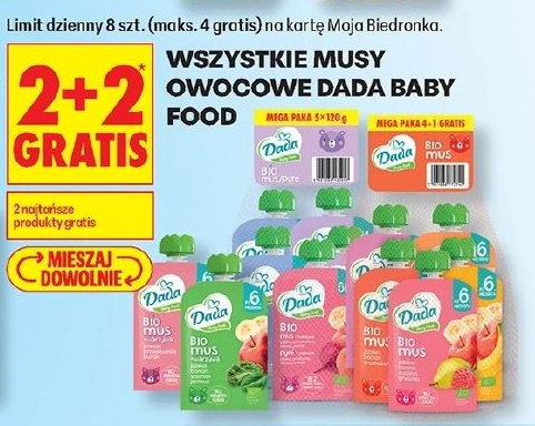 Mus owocowy Dada Baby food w ofercie sklepu Biedronka