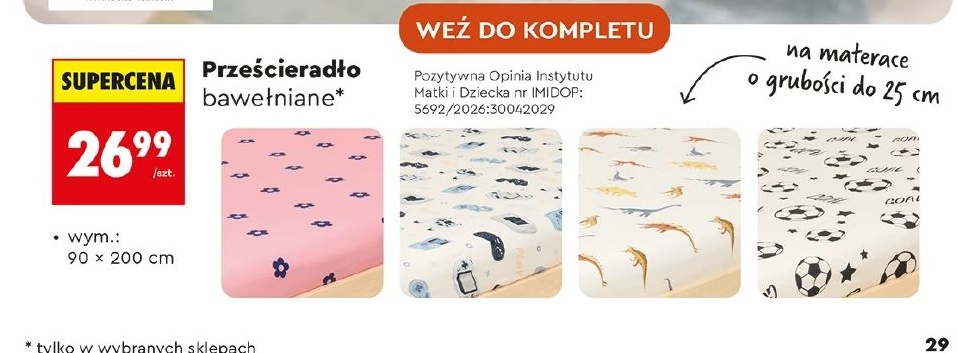 Prześcieradło bawełniane w ofercie sklepu Biedronka