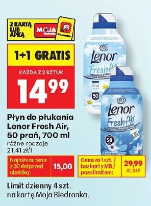 Płyn do płukania Lenor Fresh Air w ofercie sklepu Biedronka