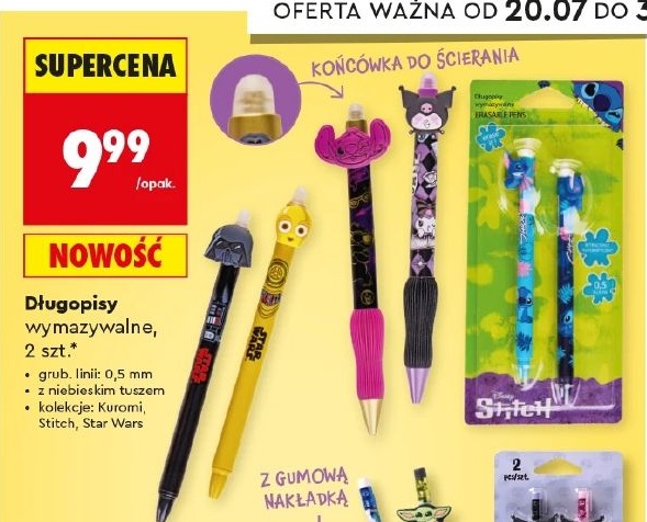 Długopisy wymazywalne w ofercie sklepu Biedronka