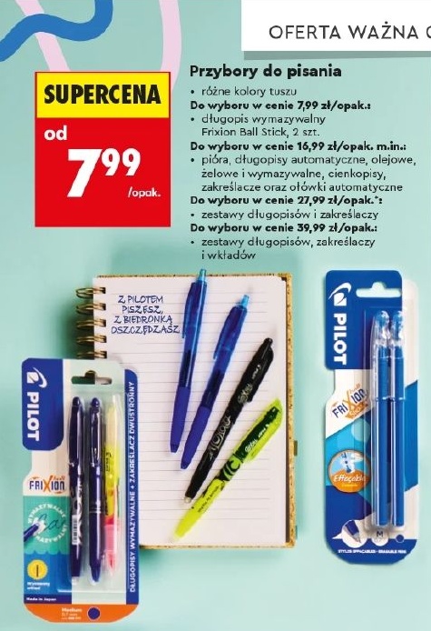 Przybory do pisania w ofercie sklepu Biedronka