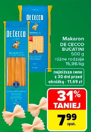 Makaron DE CECCO BUCATINI w ofercie sklepu Carrefour