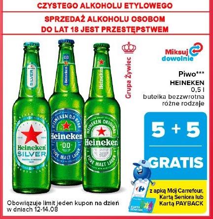 Piwo Heineken w ofercie sklepu Carrefour