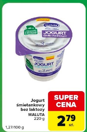 Jogurt śmietankowy bez laktozy Maluta w ofercie sklepu Carrefour Express