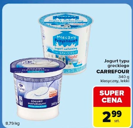 Jogurt typu greckiego w ofercie sklepu Carrefour Market