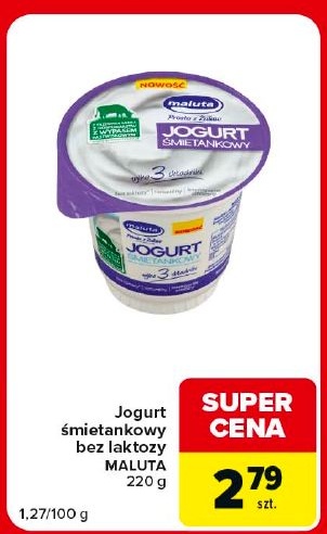 Jogurt śmietankowy bez laktozy Maluta w ofercie sklepu Carrefour Market