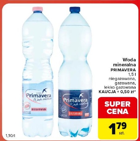 Woda mineralna Primavera w ofercie sklepu Carrefour Market