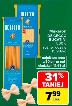 Makaron DE CECCO BUCATINI w ofercie sklepu Carrefour Market