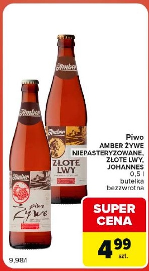 Piwo żywe Amber w ofercie sklepu Carrefour Market