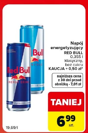 Napój energetyzujący Red Bull w ofercie sklepu Carrefour Market