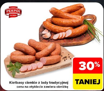 Kiełbasy cienkie z lady tradycyjnej w ofercie sklepu Carrefour Market