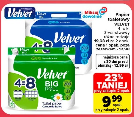 Papier toaletowy Velvet w ofercie sklepu Carrefour Market