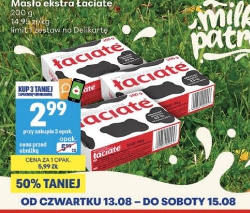 Masło ekstra Łaciate w ofercie sklepu Delikatesy Centrum